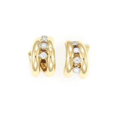 Lot 2303 - Pair of Gold and Diamond Huggie Earrings