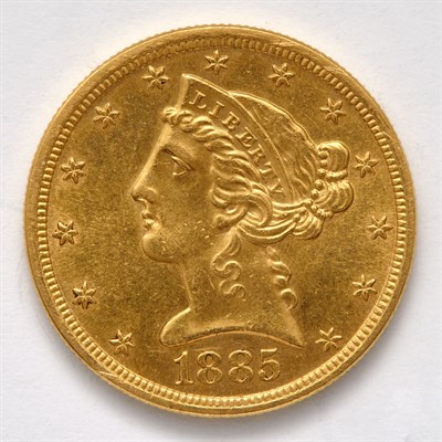 Lot 50 - United States 1885-S $5 Liberty Attractive...