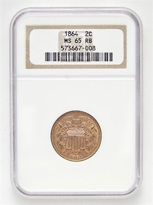 Lot 41 - United States 1864 Two Cents Large Motto Red...