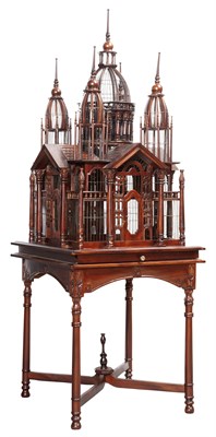 Lot 228 - Victorian Style Mahogany Stained and Wire Bird...