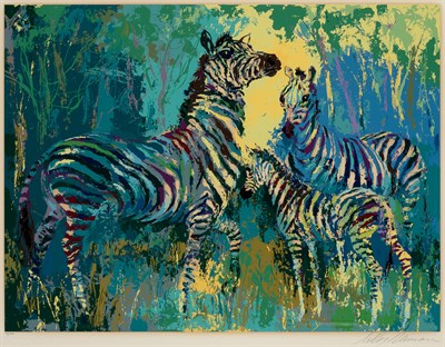 Lot 123 - LeRoy Neiman (1921-2012) ZEBRA FAMILY Color...