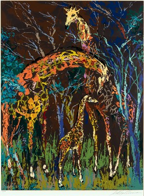 Lot 122 - LeRoy Neiman (1921-2012) GIRAFFE FAMILY Color...