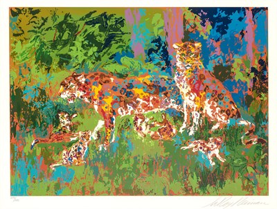 Lot 160 - LeRoy Neiman (1921-2012) JAGUAR FAMILY Color...