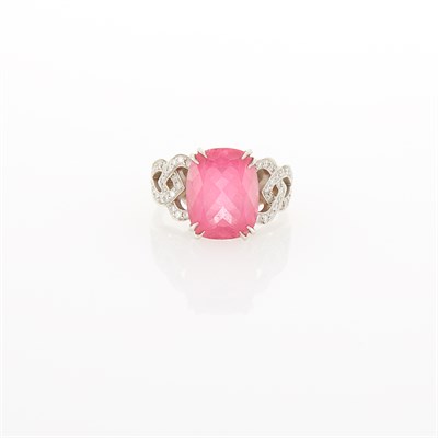 Lot 191 - Platinum, Pink Tourmaline and Diamond Ring