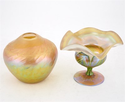 Lot 182 - Two Tiffany Favrile Glass Vases Comprising one...