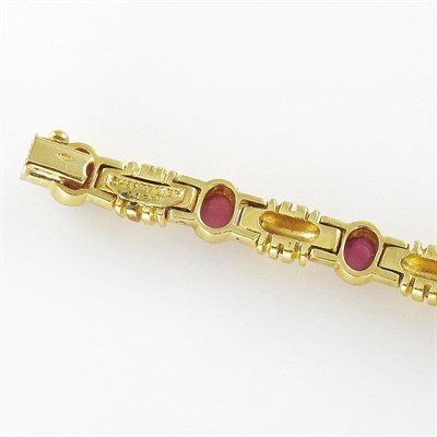 Lot 22 - Chantecler Three Gold, Cabochon Gem-Set and Diamond Bracelets