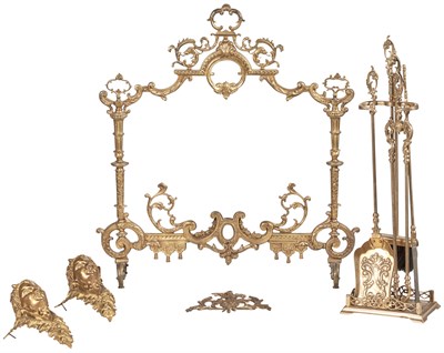 Lot 232 - Régence Style Gilt-Bronze Fire Screen Together...