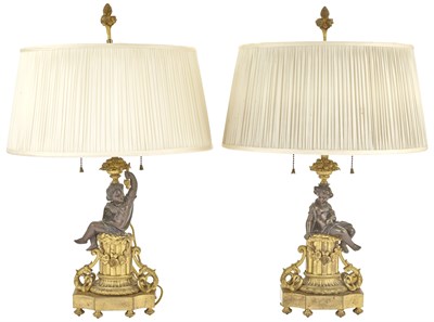 Lot 233 - Pair of Louis XVI Style Patinated- and...