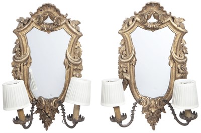 Lot 231 - Pair of Transitional Style Giltwood Two-Light...