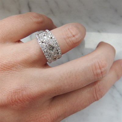 Lot 62 - Gold and Invisibly-Set Diamond Ring and White Gold and Diamond Ring