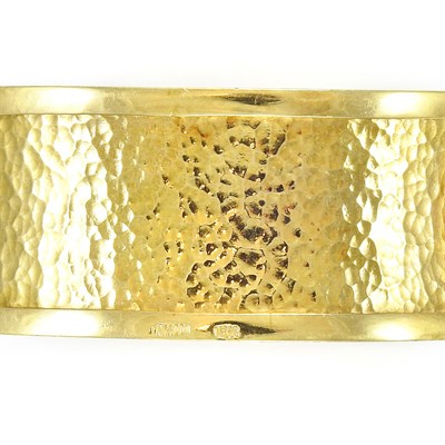 Lot 167 - Hammered Gold and Diamond Cuff Bangle Bracelet