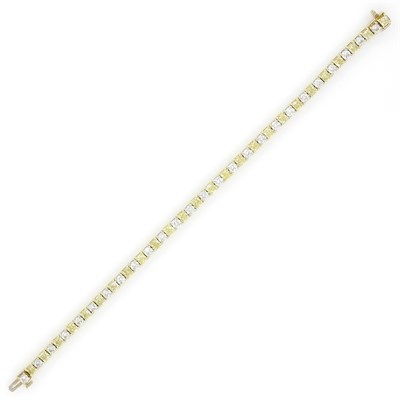 Lot 171 - Gold, Yellow Diamond and Diamond Line Bracelet