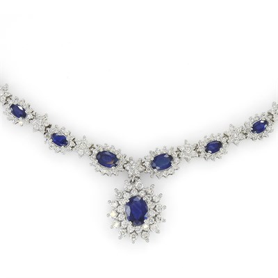 Lot 58 - White Gold, Sapphire and Diamond Necklace