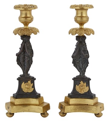 Lot 1153 - Pair of French Gilt- and Patinated-Bronze...