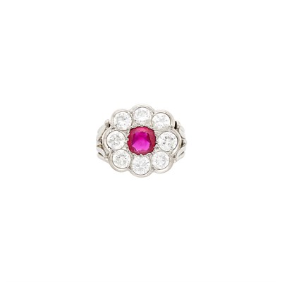 Lot 58 - White Gold, Platinum, Ruby and Diamond Ring