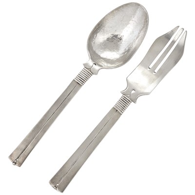 Lot 23 - Mexican Sterling Silver Serving Fork and Spoon...