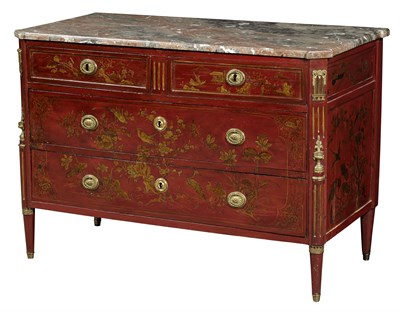 Lot 1162 - Continental Neoclassical Red-Japanned and...