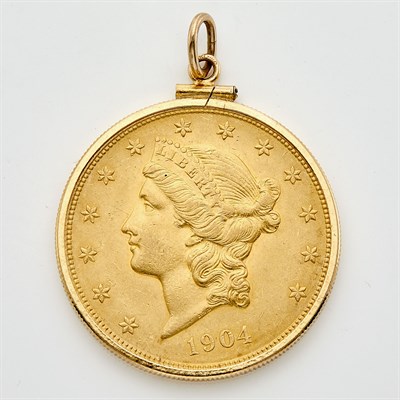 Lot 107 - United States 1904 $20 Liberty in Gold Bezel...
