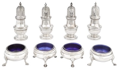 Lot 77 - Set of Four Sterling Silver Salt Cellars and...