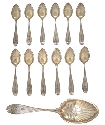 Lot 90 - American Coin Silver Parcel Gilt Ice Cream Set...
