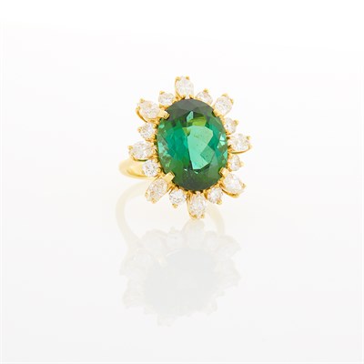Lot 197 - Gold, Tourmaline and Diamond Ring