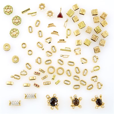 Lot 214 - Group of Gold, Diamond, Simulated Diamond and Colored Stone Slide Enhancers