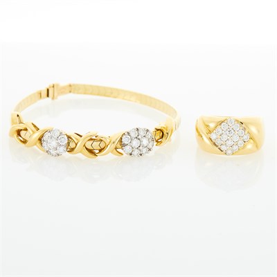Lot 205 - Gold and Diamond Ring and Bracelet