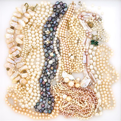 Lot 131 - Group of Cultured and Freshwater Pearl Necklaces, Bracelets and Earrings