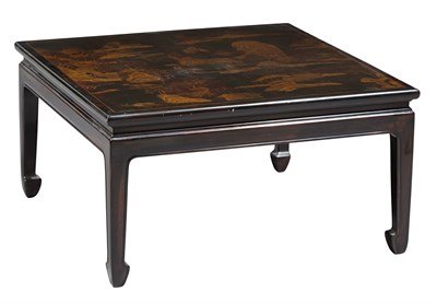 Lot 28 - Chinese Style Black Lacquer and Gilt Low Table...