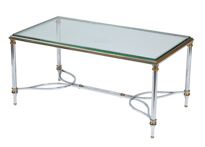 Lot 3 - Chrome, Glass and Brass Low Table Height 17...