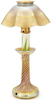 Lot 189 - Tiffany Favrile Glass Candlestick Lamp With...