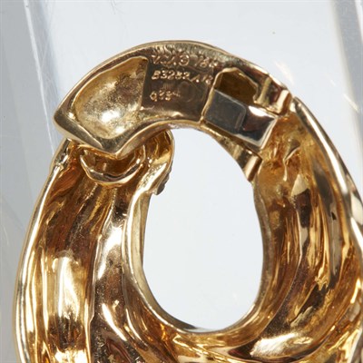 Lot 115 - Van Cleef & Arpels Pair of Gold and Diamond Hoop Earclips