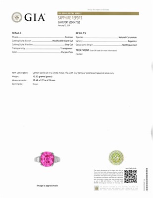 Lot 150 - Platinum, Purple-Pink Sapphire and Diamond Ring