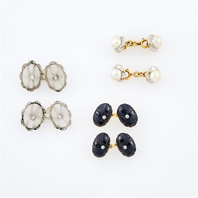 Lot 1140 - Three Pairs of Period Cufflinks