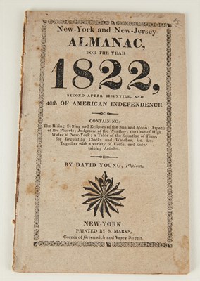 Lot 14 - A New York and New Jersey Almanac for the year 1822