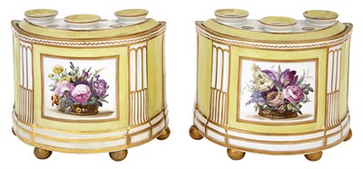Lot 1101 - Pair of English Yellow-Ground Porcelain Bough...