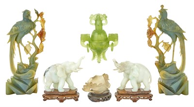 Lot 202 - Group of Chinese Carved Hard Stone Articles...