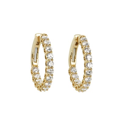 Lot 121 - Pair of Gold and Diamond Hoop Earrings