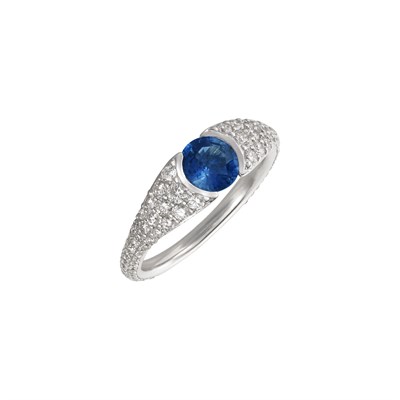 Lot 142 - White Gold, Sapphire and Diamond Ring