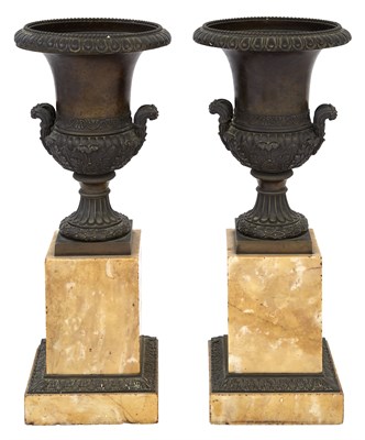 Lot 1157 - Pair of Continental Bronze and Sienna Marble...