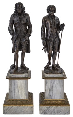 Lot 1158 - Voltaire and Rousseau Bronze sculptures after...