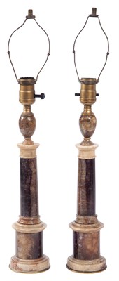 Lot 1100 - Pair of English Blue John and Marble Columns...