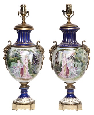 Lot 60 - Pair of Sevres Style Gilt-Metal Mounted...