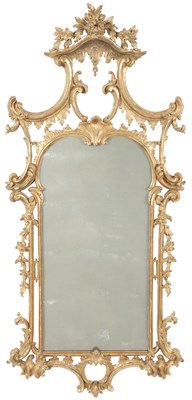 Lot 662 - George III Giltwood Mirror The arched mirror...