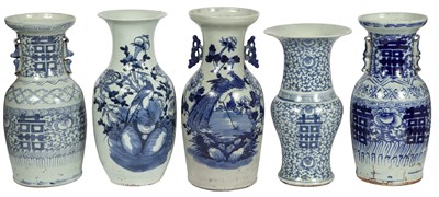 Lot 252 - Group of Five Chinese Blue and White Porcelain...