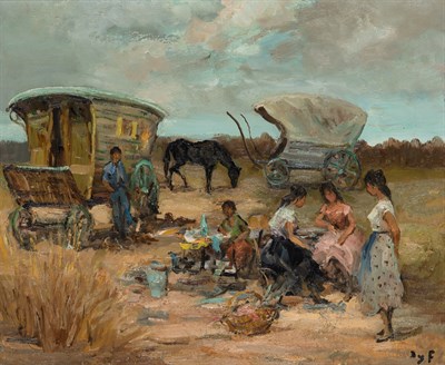 Lot 1077 - Marcel Dyf French, 1899-1985 Camp de Gitans,...