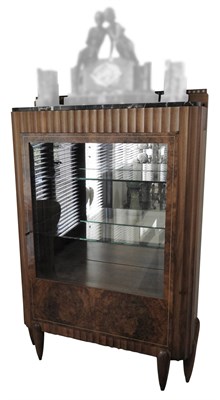 Lot 88 - Art Deco Marble Top Walnut Vitrine Cabinet...