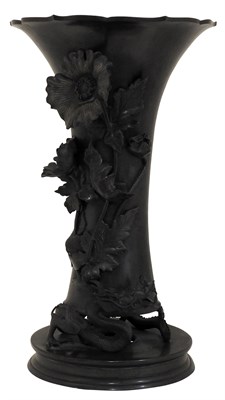 Lot 80 - Japanese Patinated Metal Vase Decorated with...