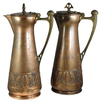 Lot 85 - Pair of German Art Nouveau Copper and Brass...