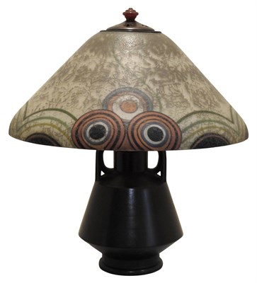 Lot 99 - Handel Frosted Glass and Bronze Lamp The shade...